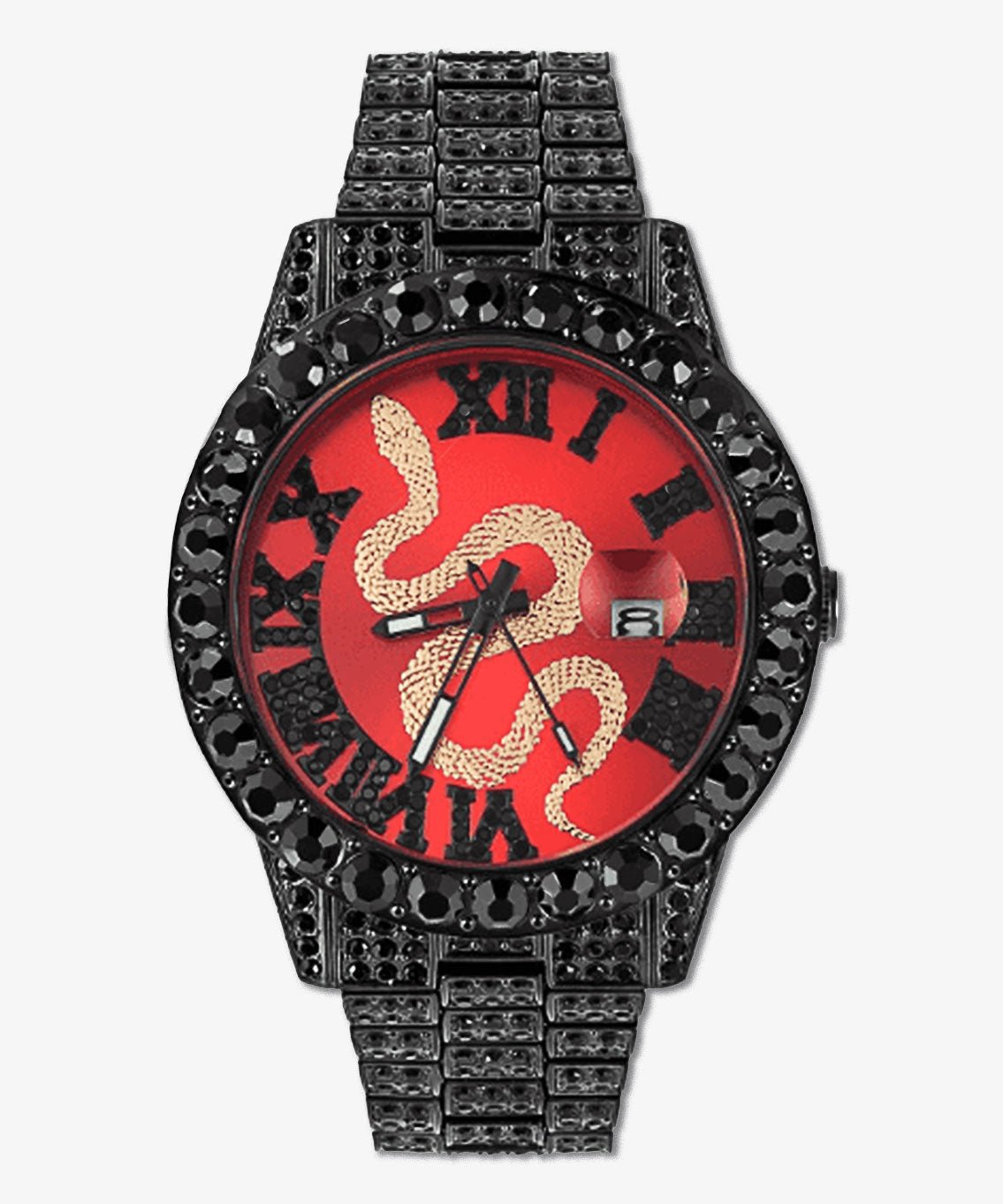 ICEGANG White and Red Snake Series Roman Diamond Watch Hiphop Trend Men and Women Couple Watch - icegang.us