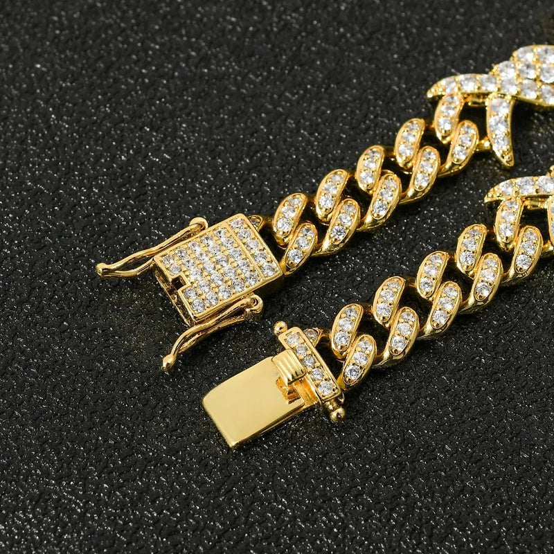 Men's Gold Moissanite Cuban Link Barbwire Bracelet - icegang.us