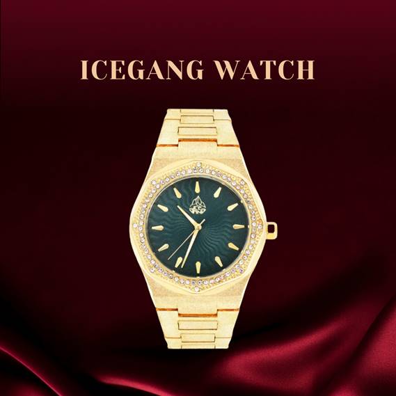 ICEGANG Sun God Series Frosted Gold Full Diamond Watch